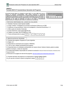 ANEXO 1 Formato INV01-07 Características Generales del Programa I
