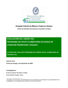 Hospital Infantil de México Federico Gómez EVALUACIÓN DEL DISEÑO DEL ATENCIÓN PRIORITARIA