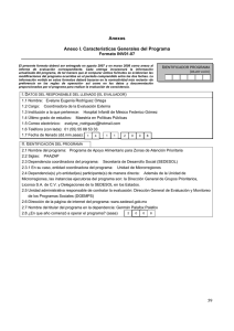 Anexos  Anexo I. Características Generales del Programa Formato INV01-07