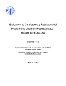 Evaluación de Consistencia y Resultados del Programa de Opciones Productivas 2007