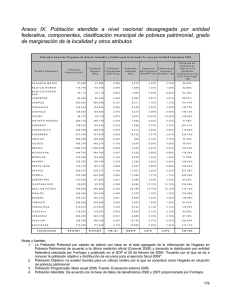 Anexo 9 Poblaci n Atendida desagregada por Entidad Federativa, Componentes y/o Atributos 2006-2007