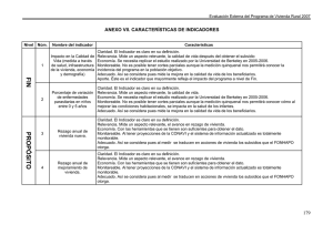 ANEXO VII. CARACTERÍSTICAS DE INDICADORES