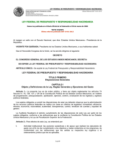 Ley Federal de Presupuesto y Responsabilidad Hacendaria y ltima reforma