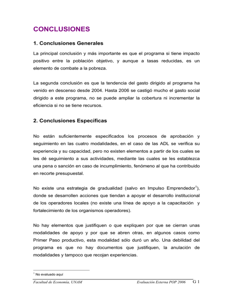 CONCLUSIONES 1. Conclusiones Generales