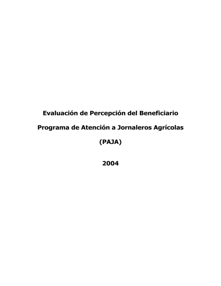 Evaluación De Percepción Del Beneficiario Programa De Atención A ...