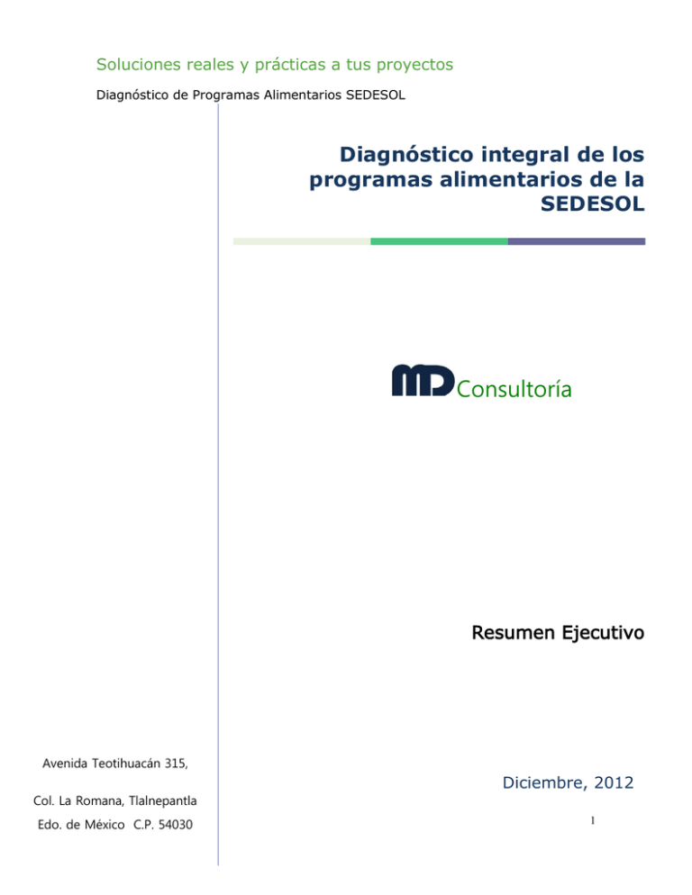 Diagn Stico Alimentario (Resumen Ejecutivo)