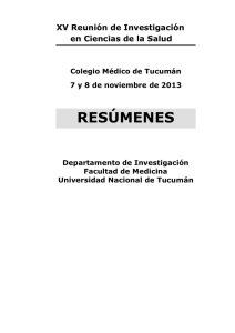 XV REUNION DE INVESTIGACIÓN EN CIENCIAS DE LA SALUD