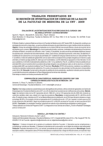 XI REUNI N DE INVESTIGACION EN CIENCIAS DE LA SALUD DE LA FACULTAD DE MEDICINA DE LA UNT - 2009