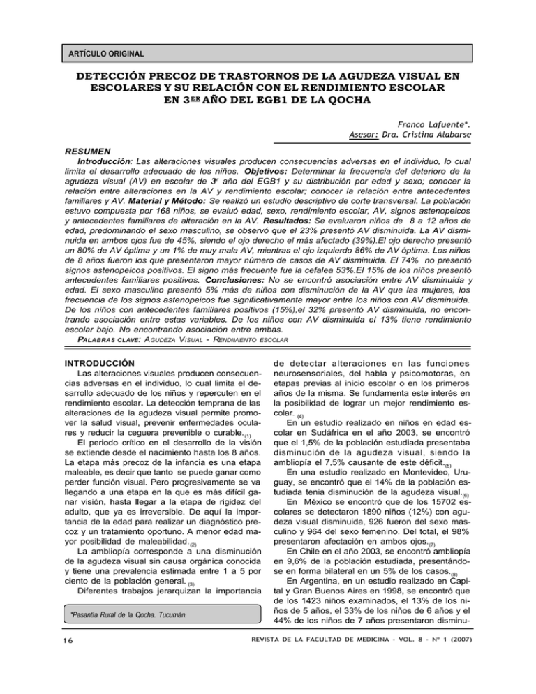 Detecci N Precoz De Trastornos De La Agudeza Visual En Escolares Y Su ...
