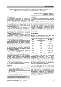 LEISHMANIASIS: ESTUDIO EPIDEMIOLOGICO DE CASOS CLINICOS EN LA PROVINCIA DE TUCUMAN DURANTE A OS 2001-2007