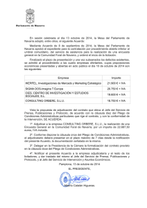 Adjudicaci n: Acuerdo de la Mesa del Parlamento de Navarra de 13 de octubre de 2014.
