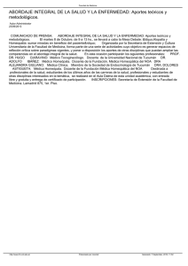 ABORDAJE INTEGRAL DE LA SALUD Y LA ENFERMEDAD: Aportes teóricos... metodológicos.