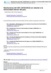 Resoluciones del CDC (19/02/2013) en relación a la