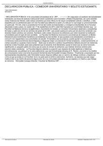 DECLARACION PUBLICA - COMEDOR UNIVERSITARIO Y BOLETO ESTUDIANTIL