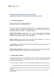 CALENDARIO ACADÉMICO OFICIAL DEL CURSO 2015-2016