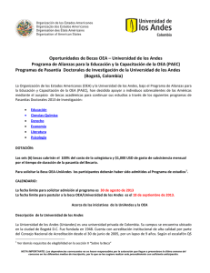   Oportunidades de Becas OEA – Universidad de los Andes           Programa de Alianzas para la Educación y la Capacitación de la OEA (PAEC) 