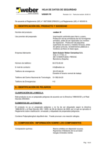 HOJA DE DATOS DE SEGURIDAD  1.- IDENTIFICACIÓN DEL PRODUCTO Y SOCIEDAD