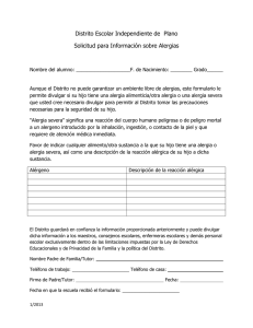 Distrito Escolar Independiente de  Plano Solicitud para Información sobre Alergias