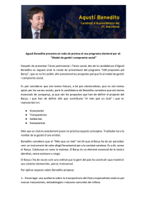 23062015 Nota de premsa model de gestió i compromís social Agustí Benedito