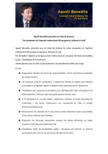 08072015 Nota de premsa àrea institucional club Agustí Benedito