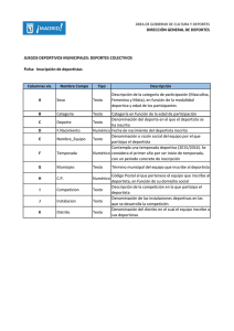 Estructura del fichero de inscripciones en Juegos Deportivos Municipales colectivos PDF, 86 Kbytes
