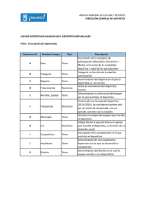 Estructura del fichero de inscripciones en Juegos Deportivos Municipales individuales PDF, 87 Kbytes