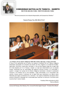 Nota de Prensa de la Comunidad Nativa Alto Tamayo Saweto