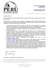 Carta de Peru Support Group