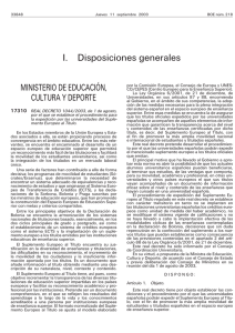 I. Disposiciones generales MINISTERIO DE EDUCACIÓN,