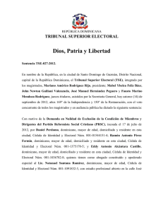 Dios, Patria y Libertad TRIBUNAL SUPERIOR ELECTORAL