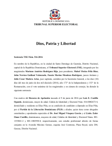 Dios, Patria y Libertad TRIBUNAL SUPERIOR ELECTORAL