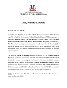 Dios, Patria y Libertad TRIBUNAL SUPERIOR ELECTORAL