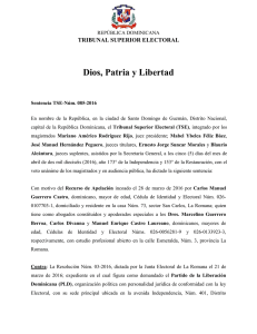 Dios, Patria y Libertad TRIBUNAL SUPERIOR ELECTORAL