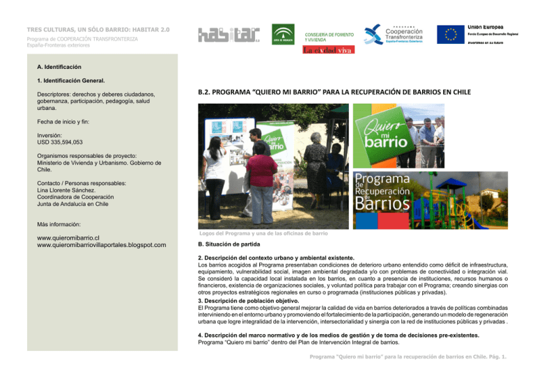 Programa Quiero Mi Barrio En Chile. Proyecto Habitar 2.0