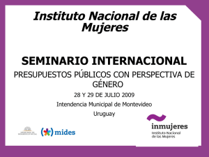 2. Presupuestos Públicos con perspectiva de Género; Instituto Nacional de las Mujeres (INAMU).
