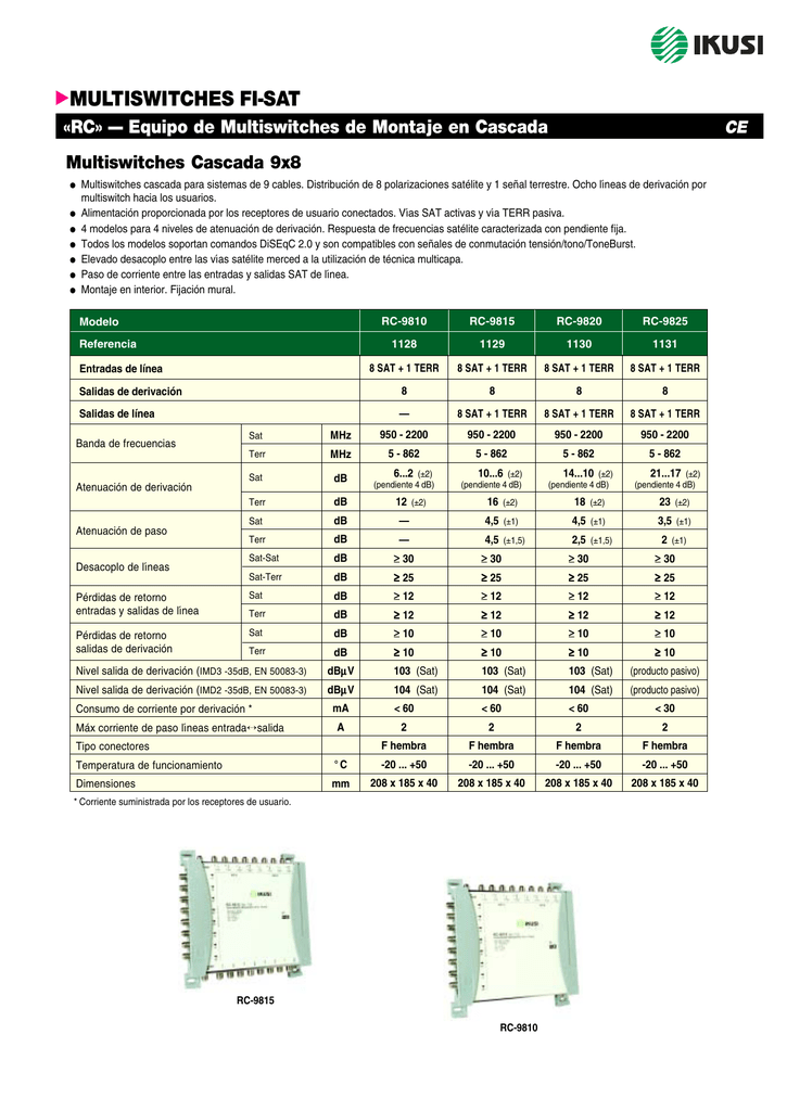 Multiswitches De Montaje En Cascada Rc 9x8 Pdf