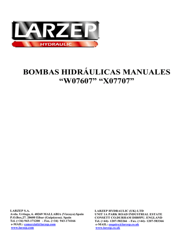 Bombas HidrÃ¡ulicas Manuales (W07607-X07707) (PDF)