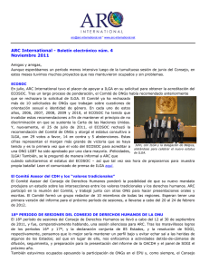 ARC International - 4 Noviembre 2011 Boletín electrónico núm.