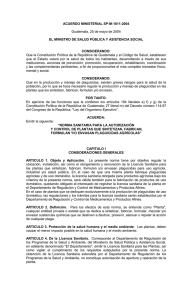 Acuerdo Ministerial 1811-2004. Plantas de Plaguicidas Agrícolas
