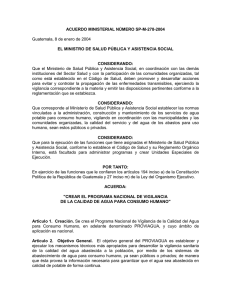 Acuerdo Ministerial 278-2004.  Proviagua.  Texto Actual 2015