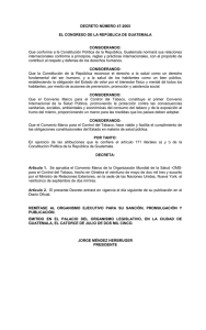 Decreto 47-2005.  Convenio Marco para el Control del Tabaco.  Texto Actual.