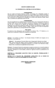 Decreto 80-2005.  Convenio Marco para el Control del Tabaco.  (Reforma al Decreto 47-2005).