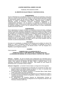 Acuerdo Ministerial 1693-2009.  Comisión Contra el Tabaco.  Texto Actual.