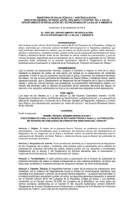 Norma Técnica DRPSA 014-2013.  Publicidad Tabaco.