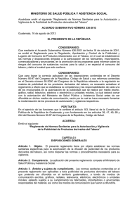 Acuerdo Gubernativo 338-2013.  Normas Sanitarias Publicidad Tabaco.