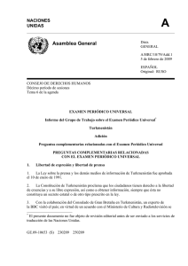 Addendum of the Report of the Working Group in Spanish