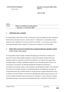 Proyectos de Artículos relativos al espacio de libertad, seguridad y justicia, 3-4 de abril, 2003 CONV 677/03