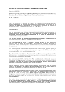 REGIMEN DE CONTRATACIONES DE LA ADMINISTRACION NACIONAL Decreto 1023/2001