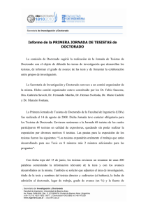 Informe de la PRIMERA JORNADA DE TESISTAS de DOCTORADO