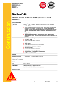 SikaBond -T2 Adhesivo elástico de alta viscosidad (tixotrópico) y alta resistencia